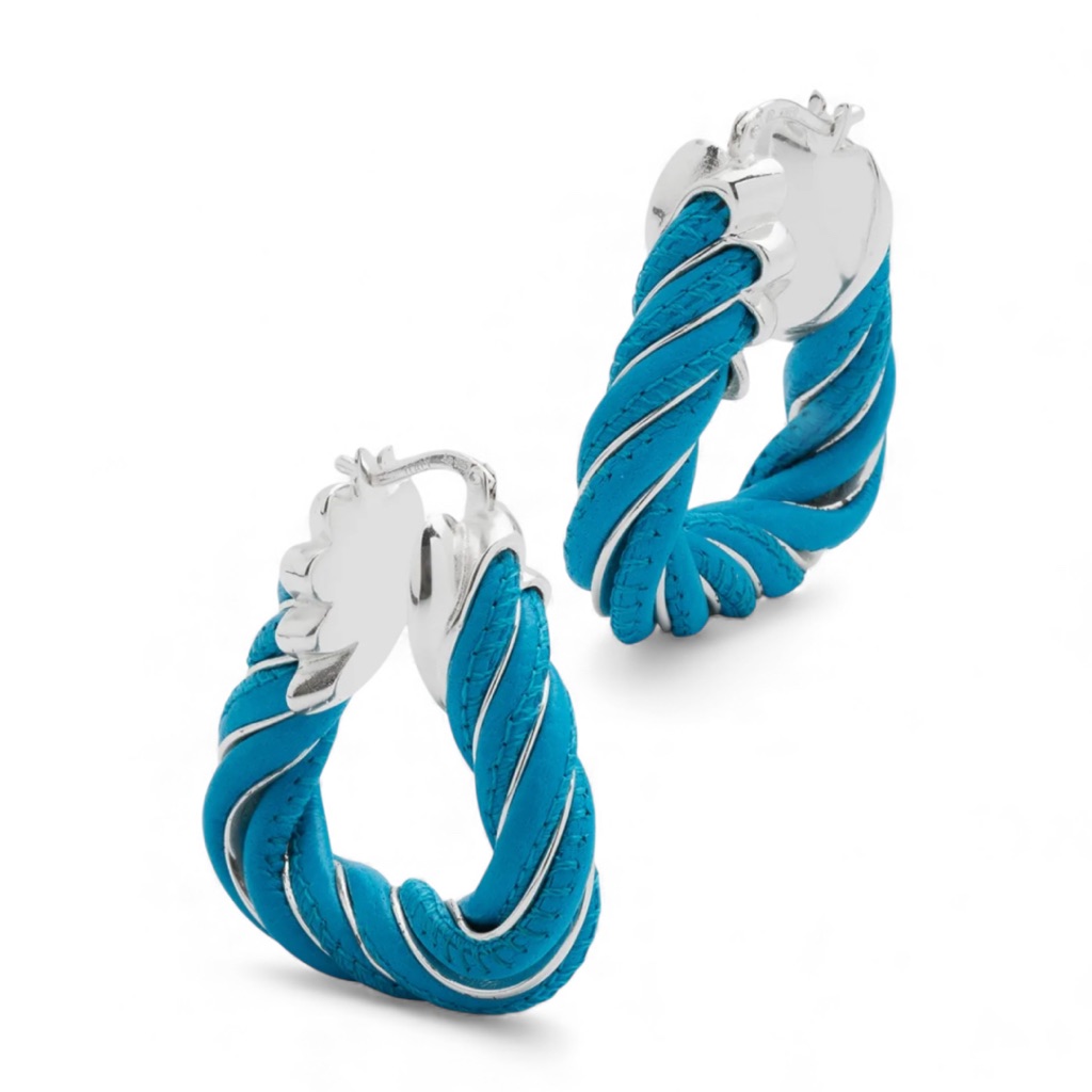 Bottega Veneta - Twist Triangle Leather-Trimmed Earrings 580$
